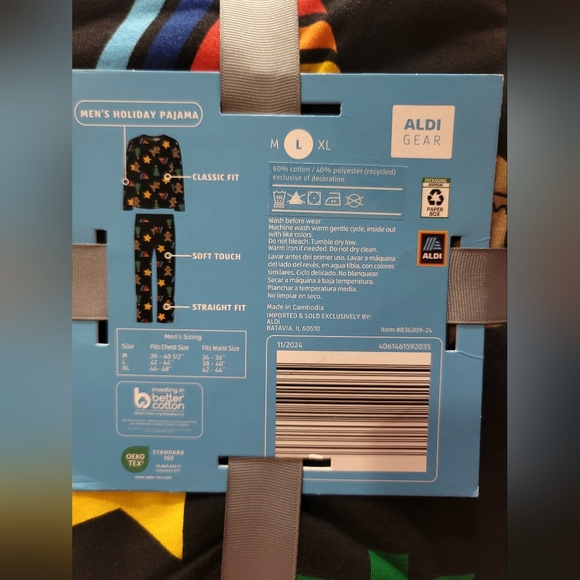 ALDI GEAR CHRISTMAS 2024 Men's L 2pc Cotton Blend Gingerbread Man Pajama Style 2 - Picture 7 of 12